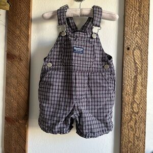 Vintage 90s OshKosh 12M Vestbak Plaid Overalls Red White Blue Shortalls 12 m boy